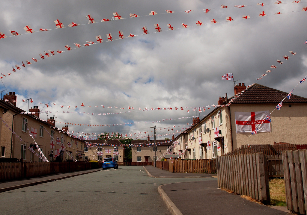 Street with English flags