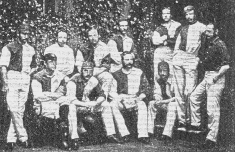 Oxford University's F.A. Cup winning side of 1874 (Ottaway sitting at front, first on the left).