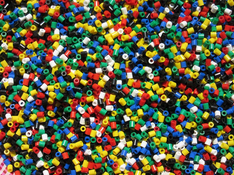 Assorted colourful plastic beads
