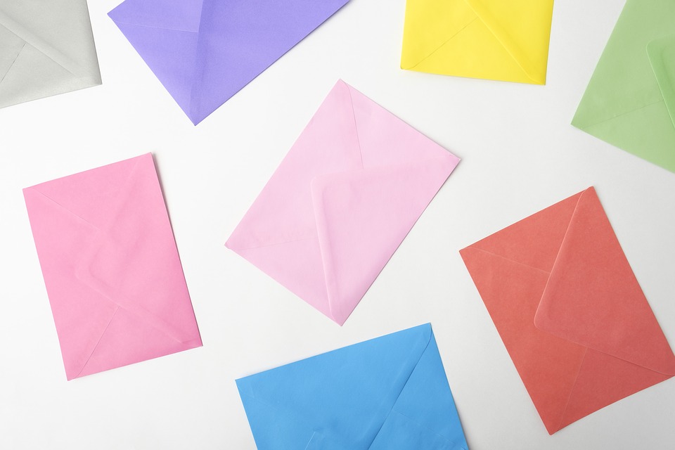 Range of colourful envelopes