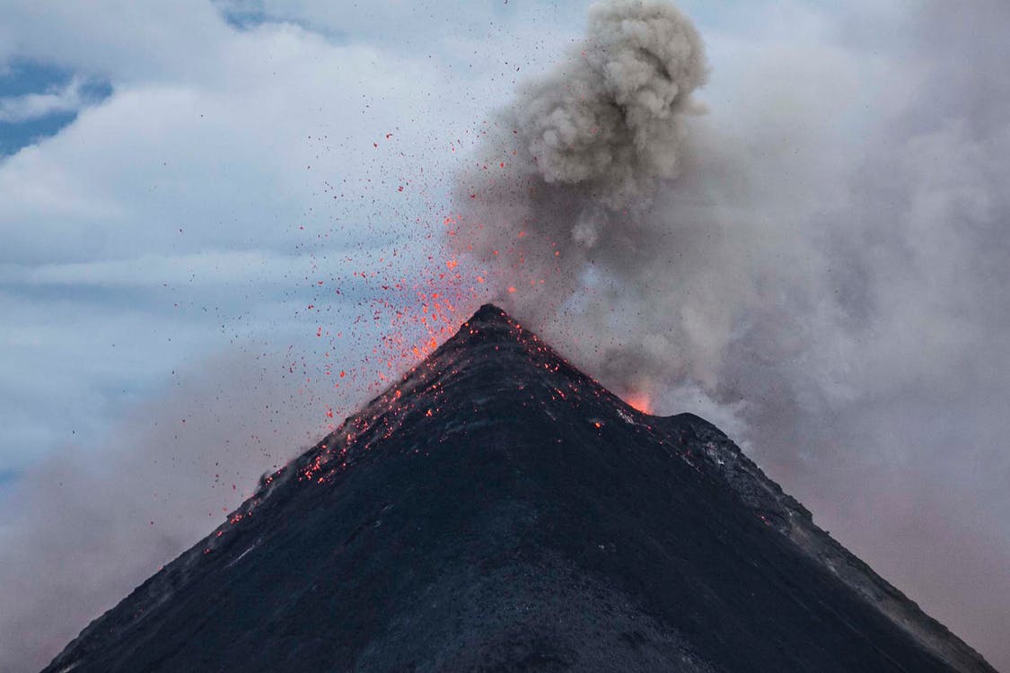 Volcano exploding
