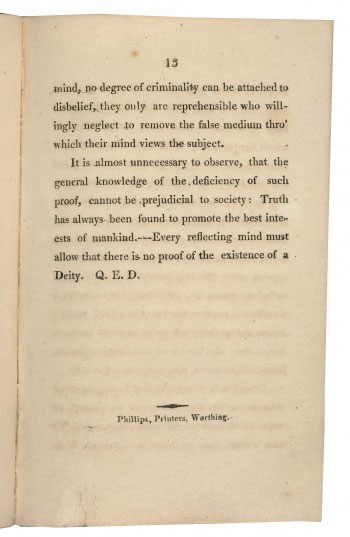 A page from the publication 'The Necessity of Atheism'. 